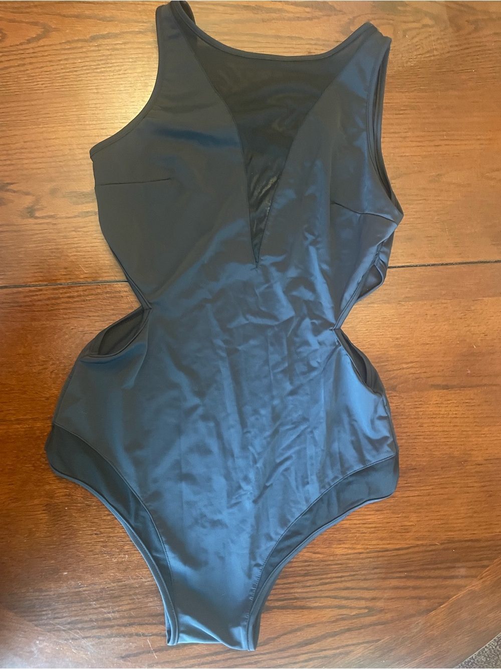 Black Mesh-Detail Bodysuit for Pole and Aerial sports by Lunalae